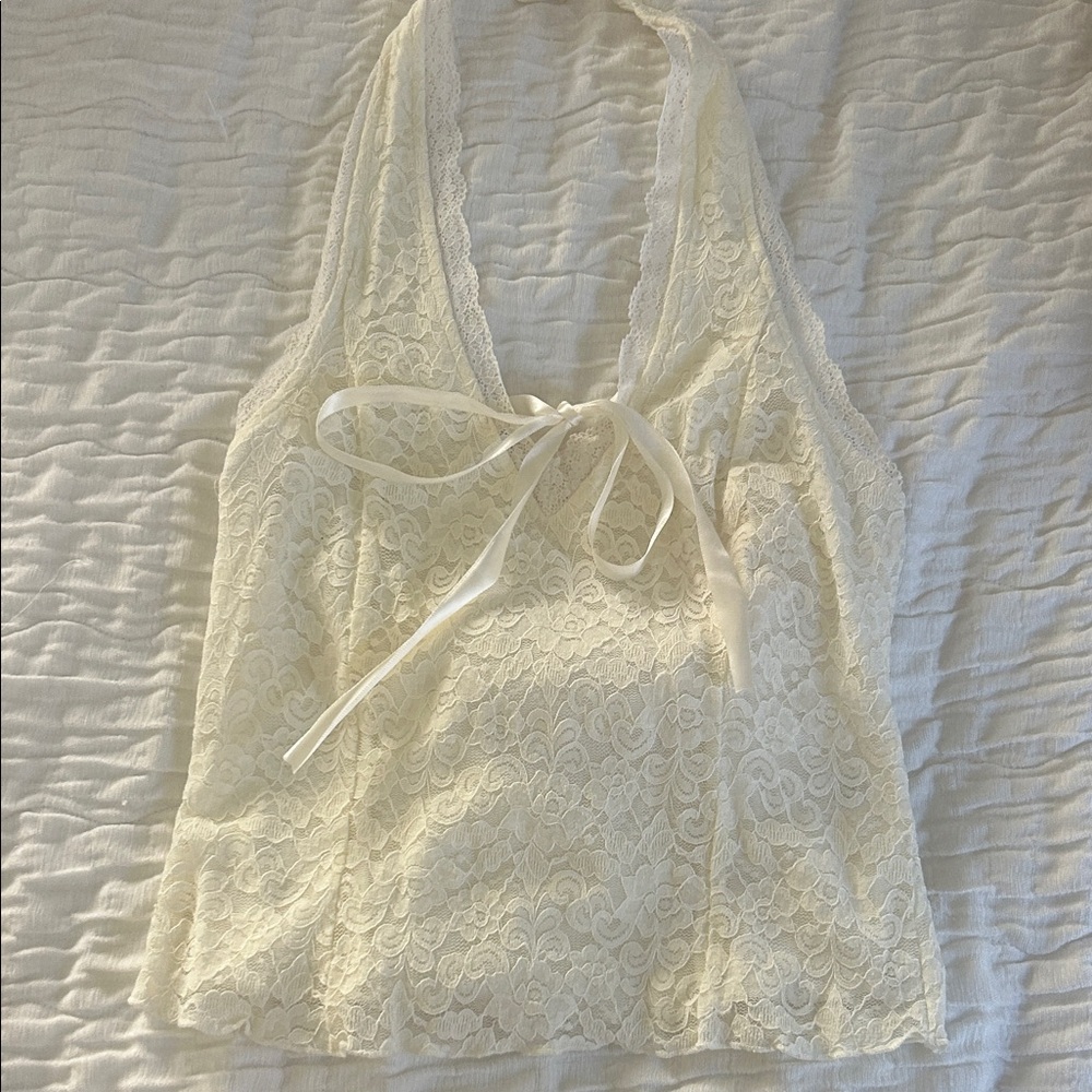 Lace Halter Top - Cream